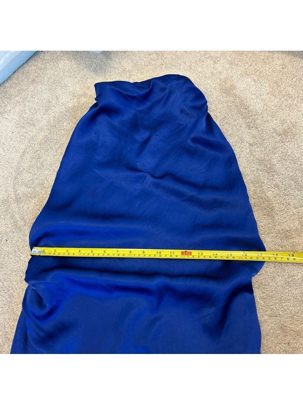 Zara women collection blue wrinkle satin effect open back halter top maxi dress - Picture 11 of 14